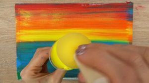 Как нарисовать простой пейзаж - Учебное пособие по рисованию акрилом с помощью разноцветных чашек