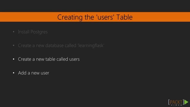 Learning Flask: Creating the "users" Table | packtpub.com смотреть онлайн