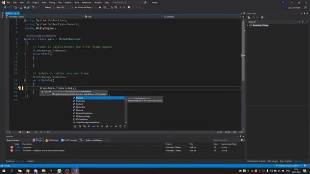 Как заставить объект двигаться вперед в Unity