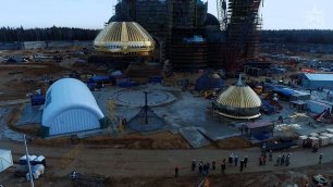 Храм ВС РФ Подъем центрального купола в парке  Патриот