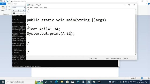 Java Data type class On Monday 26 sep 2022