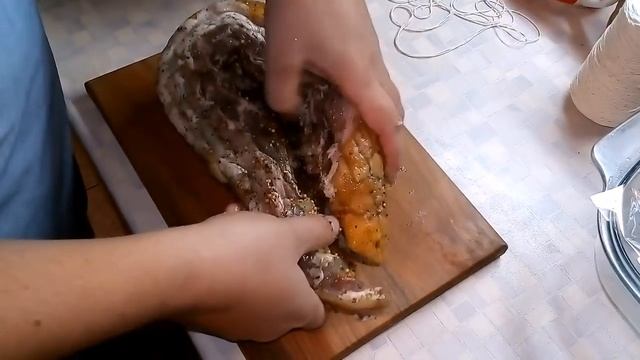 Подчерёвок запеченный в духовке или запеченное сало с проростью (прослойкой мяса)