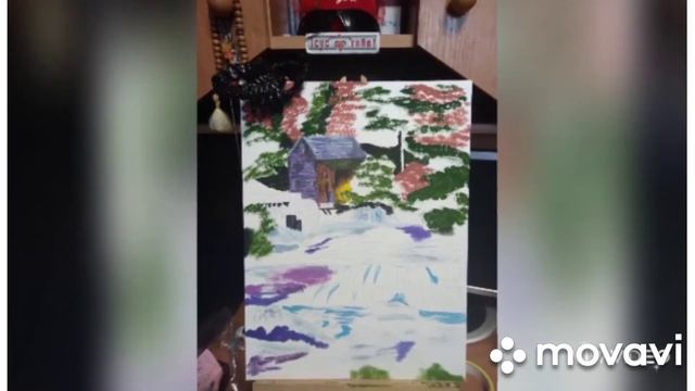 #рисование#гуашь#холст#временагода Пейзажи гуашевыми красками. Контурные картины.