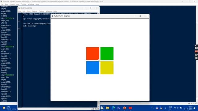 Make Microsoft logo using python turtle | Microsoft logo using python | Python turtle