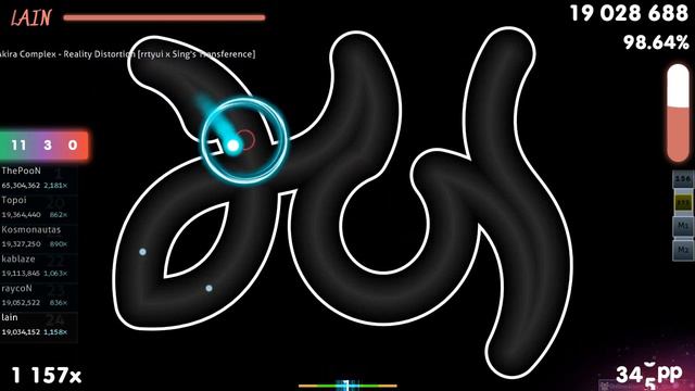 lain | Camellia vs Akira Complex - Reality Distortion [rrtyui x Sing's] 98.84% {#1 FC} - osu! смотреть онлайн