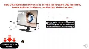 BenQ GW2780 Monitor LED Eye-Care da 27 Pollici, Full HD 1920 x 1080, Panello IPS