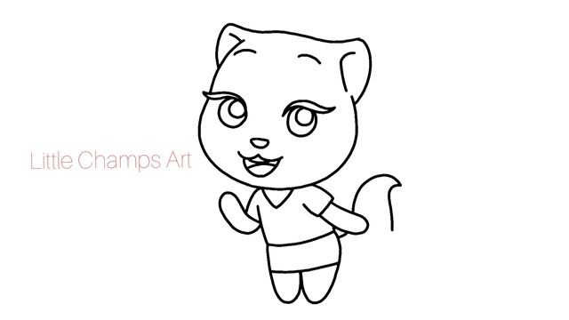 How to draw Talking Tom minis Angela | Easy step-by-step drawing | Little Champs Art смотреть онлайн