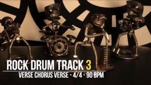 90 BPM - Rock Drums 3 - 4/4 Drum Track - Metronome - Drum Beat