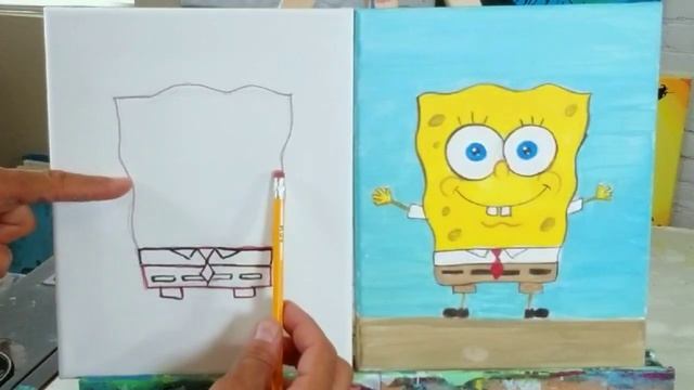 Learn how to draw and paint Spongebob Part 1! смотреть онлайн