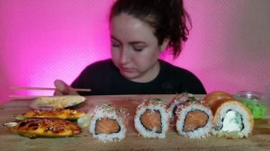РОЛЛЫ МИДИИ ОСТРЫЕ ЛОСОСЬ МУКБАНГ АСМР | SPICY  SUSHI ROLLS MUKBANG ASMR  먹방 eatingshow