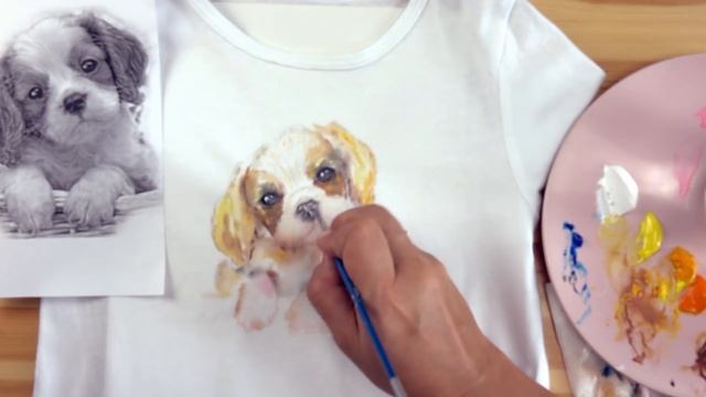 Как нарисовать на футболке «акварельную» собачку. Мастер-класс от Удовиной Наташи смотреть онлайн