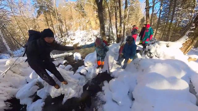 зимние купания в Калининских водопадах (и красивый лес по пути)
