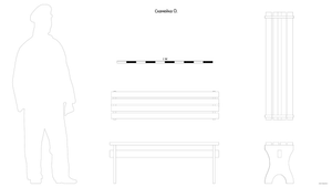 Скамейка О. Чертёж. Bench O. Drawings.