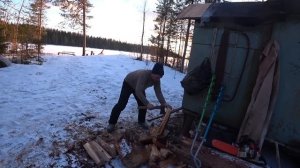 Рыбалка закрытие сезона твёрдой воды. Медведи проснулись.Еда на костре.