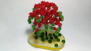 Бисероплетение. Мастер класс.   Дерево из бисера Красная Акация  2 часть. Оформление. Пошаговый МК.