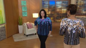 Bob Mackie's Floral Print 3/4 Sleeve Jersey Knit Top on QVC