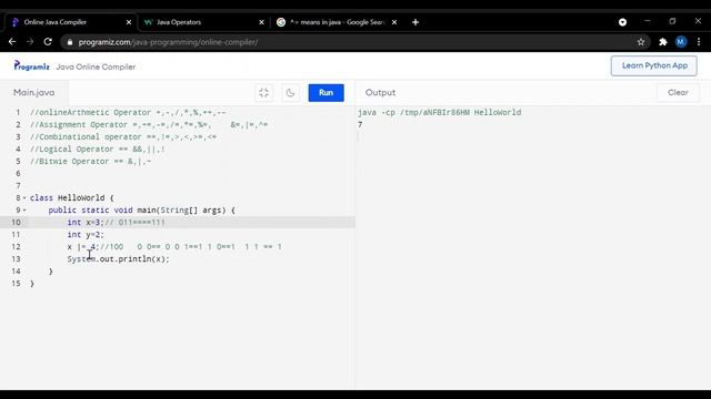 Operators in JAVA with execution ||Operators with execution in English||Java operators