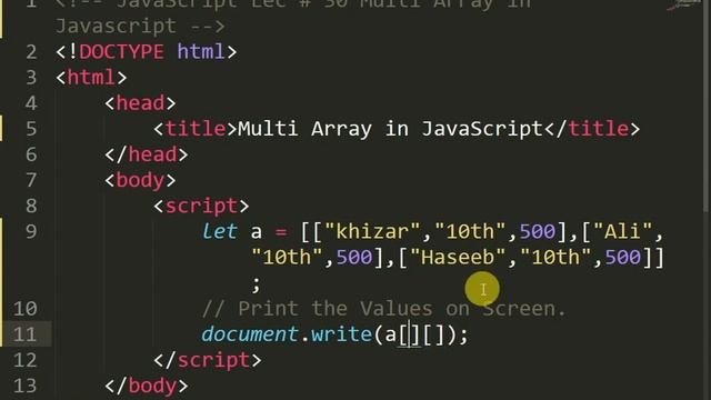 Multidimensional Array in Javascript Lectures Series Javascript Tutorials For Beginners Javascript