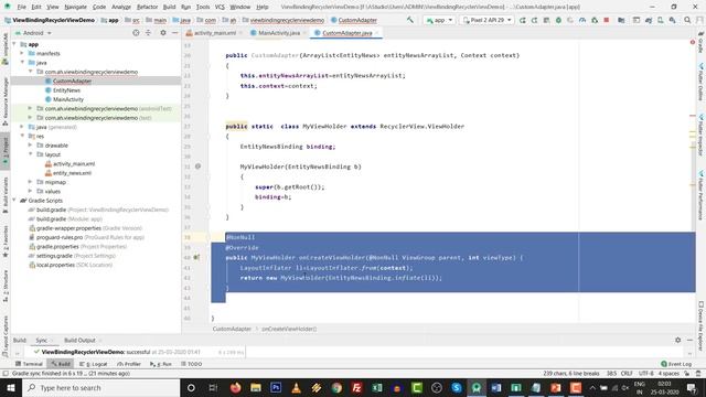 View Binding in RecyclerView with Custom Adapter in Android Studio 3.6+ | AndroidX | 2020 смотреть онлайн