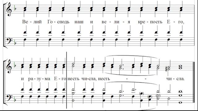 🎼 Прокимен в Недели Мясопустную и св. Фомы, глас 3 (бас) Велий Господь наш, и велия крепость...