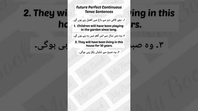 Future Perfect Continuous Tense Sentences Urdu To English Daily Use English Short Video By My Book