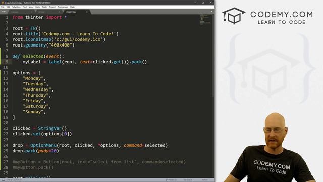 Binding Dropdown Menus and Combo Boxes - Python Tkinter GUI Tutorial 45 смотреть онлайн