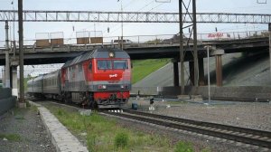 Тепловоз ТЭП70БС-265. Драный тапок с поездом "Калина красная".