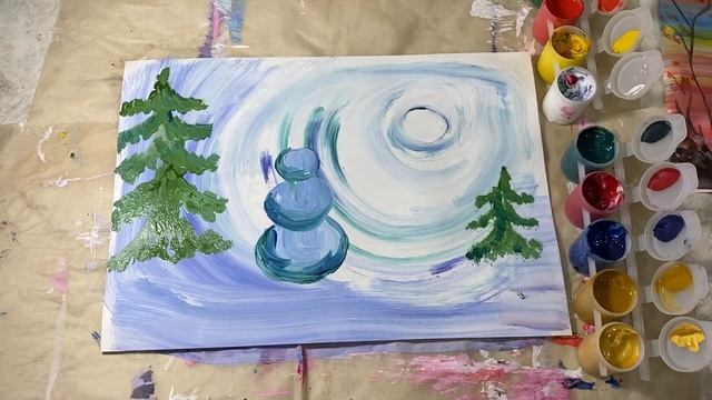 Правополушарное рисование. Уроки рисования. Снеговик ⛄️