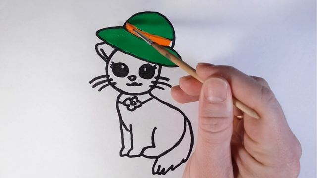 Как нарисовать КОШКУ/Рисунок-раскраска для детей/How to draw a cat