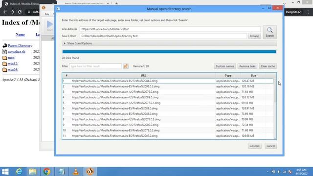 Manual link search - Open Directory option (WFDownloader App) - downloading from open directories