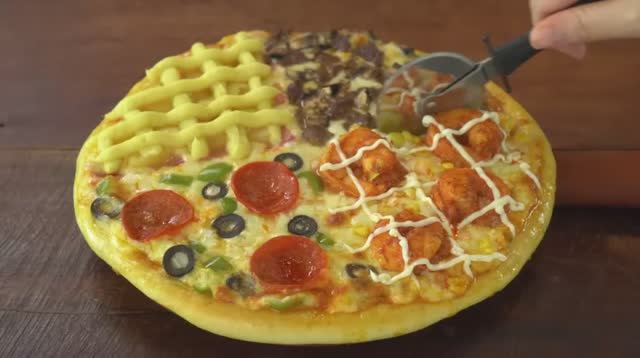 Лучший рецепт пиццы сразу с 4 вкусами на одной лепешке!