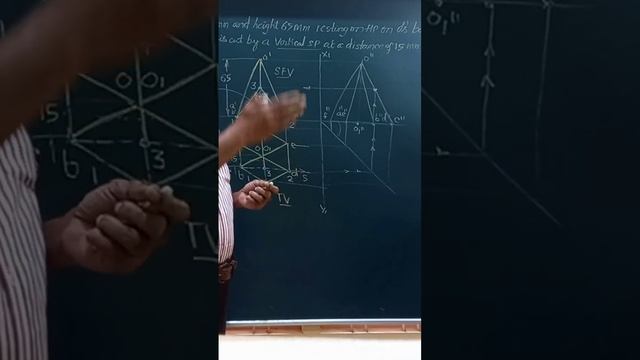 Hexagonal Pyramid cut by a vertical section plane / Engineering Drawing