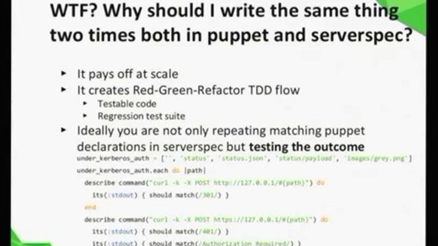 Test-driven Infrastructure with Docker, Test Kitchen and Serverspec [Yury Tsarev] смотреть онлайн