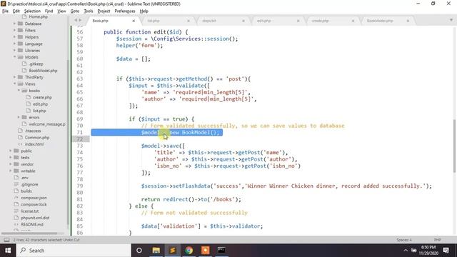 Simple Codeigniter 4 CRUD Application in Hindi (List, Update and Delete a Record) - Part 4