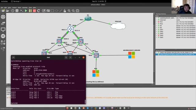 GNS3 full infrastructure setup including windows AD/DNS/DHCP server смотреть онлайн