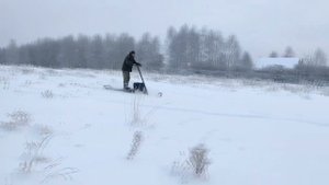 Самодельный Снегоход снегокат, первые тесты