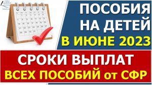 Сроки перечисления федеральных ежемесячных пособий в ИЮНЕ 2023 года от СФР