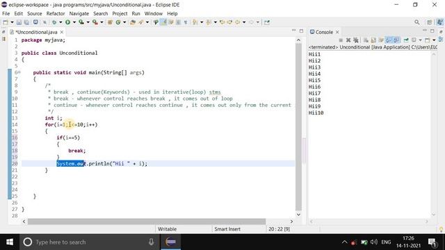 14) break and continue statements in Java | Difference | Syntax | Unconditional Jump | Tamil смотреть онлайн