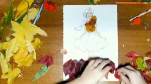 Барби-принцесса ?ОСЕНЬ? Наряд для Барби из осенних листьев?? Аппликация/ поделка/Barbie/