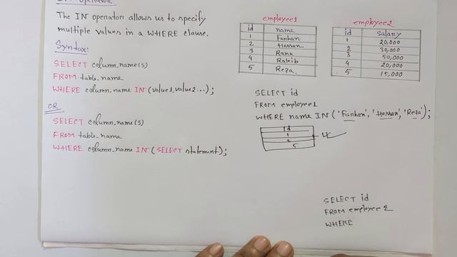 Lec: 72 | IN & NOT IN operators in SQL | SQL | DBMS | Bangla Tutorial
