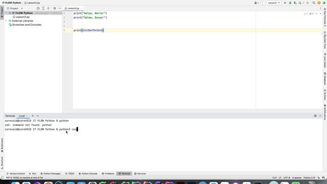 Python Core dasturlash tilini o'rganish  1 dars til asoslari