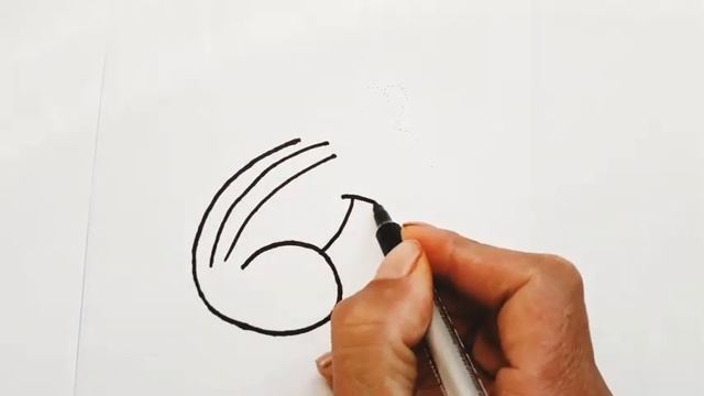 как нарисовать белочка из цифры 6