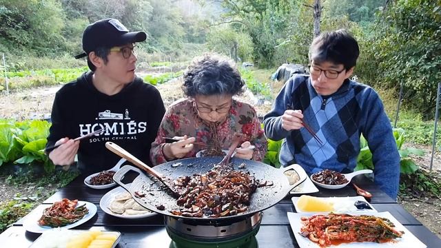 할머니의 기막힌 솥뚜껑 짜장면 먹방~! (간짜장 & 군만두) Jjajangmyeon Mukbang / Korean Food Recipes смотреть онлайн