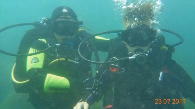 Дайвинг в Крыму. Судак Крабий остров. Первое погружение крестника.