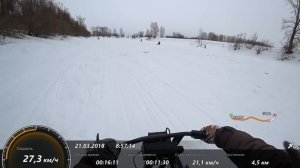 Как едет мотобуксировщик БТС 500 с лыжным модулем. Отличное решение для поездок на рыбалку зимой.