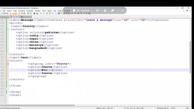 form tag in html/select tag/fieldset tag/form attributes