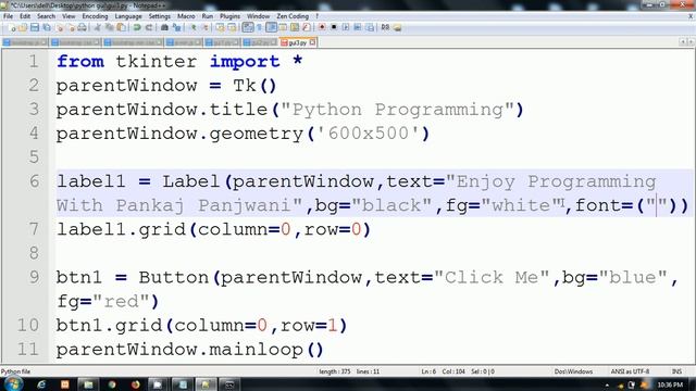 Python GUI Programming(Tkinter) | Button Widget | #3 Hindi