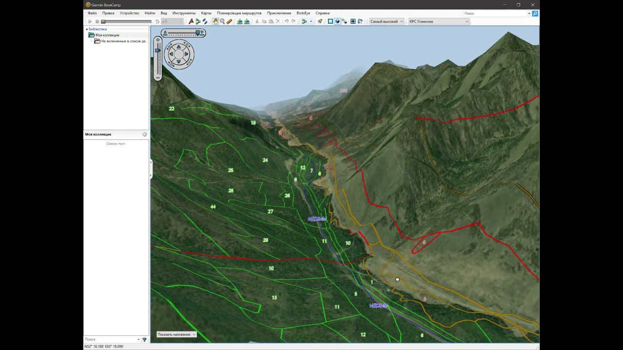 3D карта квартальной сетки лесов в BaseCamp