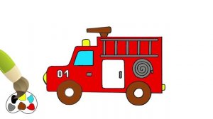 FIRE TRUCK. Coloring cars / Toons for kids. Nashe vse