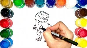 Как нарисовать ДИНОЗАВРА / мультик раскраска ДИНОЗАВР для детей / Раскраски малышам